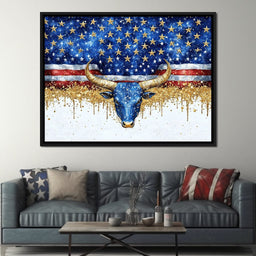 Stars and Stripes Bull Odyssey - NicheCanvas