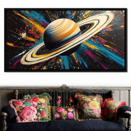 Cosmic Rings of Saturn's Glow - NicheCanvas
