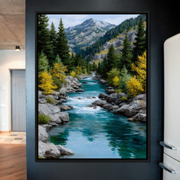 Alpine River Evergreen Peaks - NicheCanvas