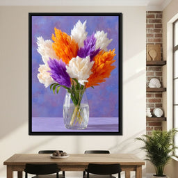Vibrant Pampas Grass Bouquet Scene - NicheCanvas