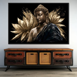 Golden Stillness Beyond The Lotus - NicheCanvas