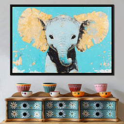 Elephant on Aqua Canvas - NicheCanvas