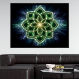 Celestial Green Knot Mandala - NicheCanvas