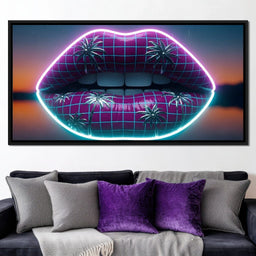 Neon Lips Oasis Reflection - NicheCanvas