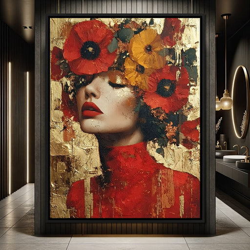 Golden Radiant Floral Muse Canvas Print