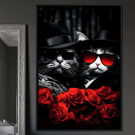 Feline Noir Enigma Roses Canvas Print