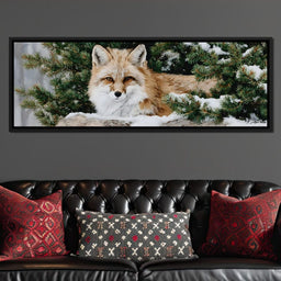 Winter Fox Under Pine Boughs - NicheCanvas