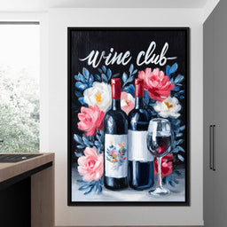 Wine Club Floral - NicheCanvas