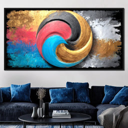 Golden Tricolor Swirl Energy Burst - NicheCanvas