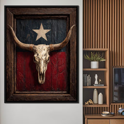 Texas Longhorn Lone Star Barnwood - NicheCanvas