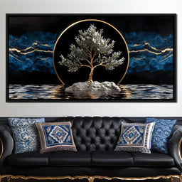 Golden Olive Tree Halo Reflection - NicheCanvas