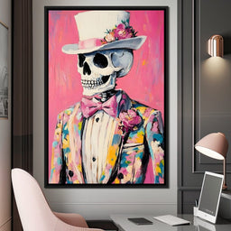 Floral Dapper Skeleton Elegance - NicheCanvas