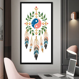 Boho Yinyang Feather Balance - NicheCanvas