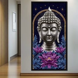 Buddha Lotus Radiance Under Stars - NicheCanvas
