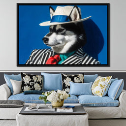 Husky in Chic Fedora Style - NicheCanvas