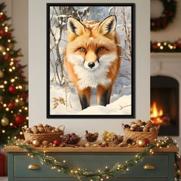 Winter Fox Glance of Quiet Wild - NicheCanvas