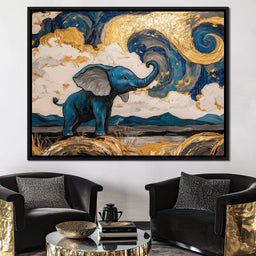 Elephant in Golden Clouds Majesty - NicheCanvas