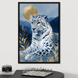 Golden Moon Snow Leopard Calm - NicheCanvas