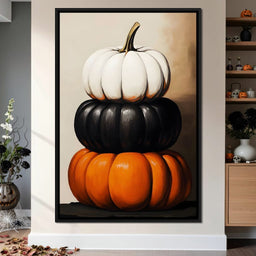 Stacked Pumpkins Harvest Trio - NicheCanvas