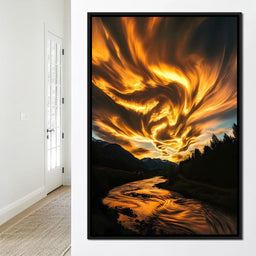 Golden Skies Over River Glow - NicheCanvas