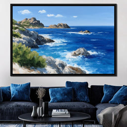 Rocky Coastline Ocean View Oil Painting - NicheCanvas