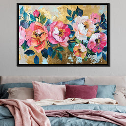 Golden Royal Flowers 02 - Wildrose Creations - NicheCanvas