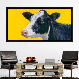 Bovine Dreams on Bright Yellow - NicheCanvas