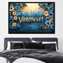 Golden Blooms Vancouver Cityscape - NicheCanvas