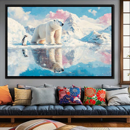 Polar Bears Companions Reflected - NicheCanvas