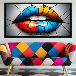 Chromatic Mosaic Lips Fantasy - NicheCanvas