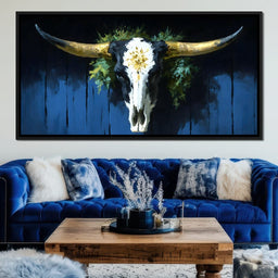 Golden Longhorn Skull Rustic - NicheCanvas