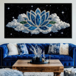 Celestial Lotus over Starlit Cloud - NicheCanvas