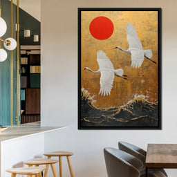 Golden Flight Over Waves - NicheCanvas