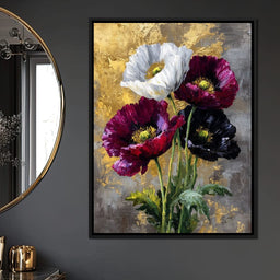 Gilded Poppies Quartet - NicheCanvas