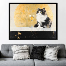 Golden Feline Elegance Scene - NicheCanvas