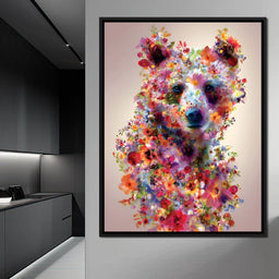 Floral Bear Wild Garden Portrait - NicheCanvas