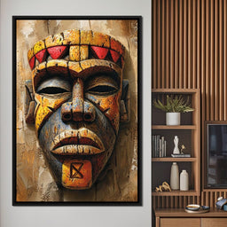 Ancient Tribal Mask Vibrance 40x60 - NicheCanvas