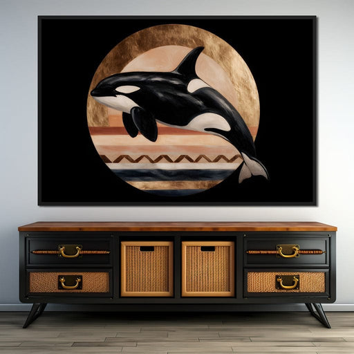 Orca Spirit Under Golden Moon Canvas Print