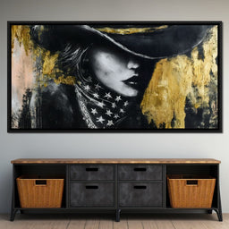 Golden Cowgirl Noir Star Silhouette - NicheCanvas