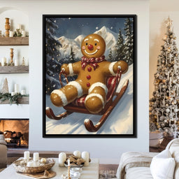Snowy Sled Ride Gingerbread Joy - NicheCanvas