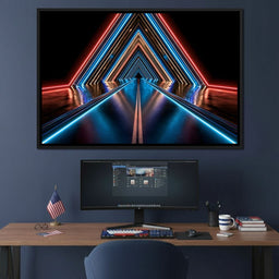Neon Velocity Through The Infinite Corridor - NicheCanvas