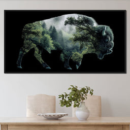 Bison Forest Spirit Silhouette - NicheCanvas