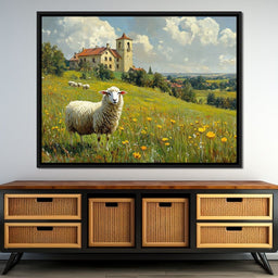 Meadow Sheep by the Countryside - NicheCanvas