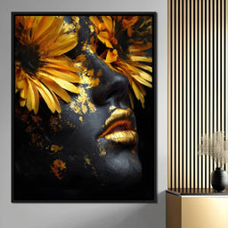 Golden Petals Midnight Muse - NicheCanvas