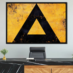 Yellow Grunge Triangle Signage - NicheCanvas
