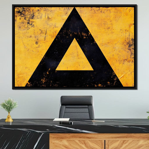 Yellow Grunge Triangle Signage Canvas Print