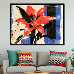 Bold Petals Against Shattered Geometry - NicheCanvas