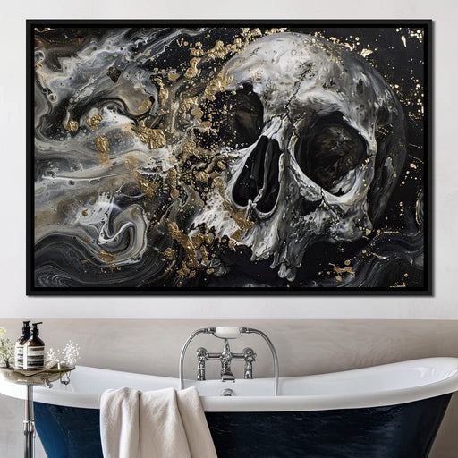 Golden Skull in Galaxy Storm Canvas Print
