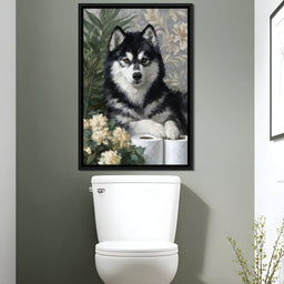Malamute Bathroom Guardian - NicheCanvas