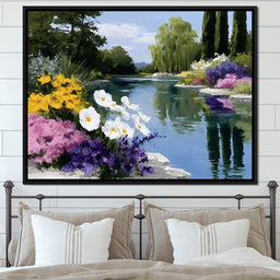 Summer Garden Lakeside Reflection - NicheCanvas